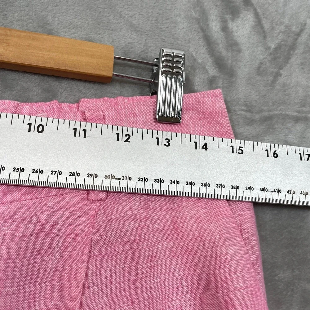 Talbots Bristol Crop Pants Women Size 6 Pink 100% Linen  Wide Leg 23